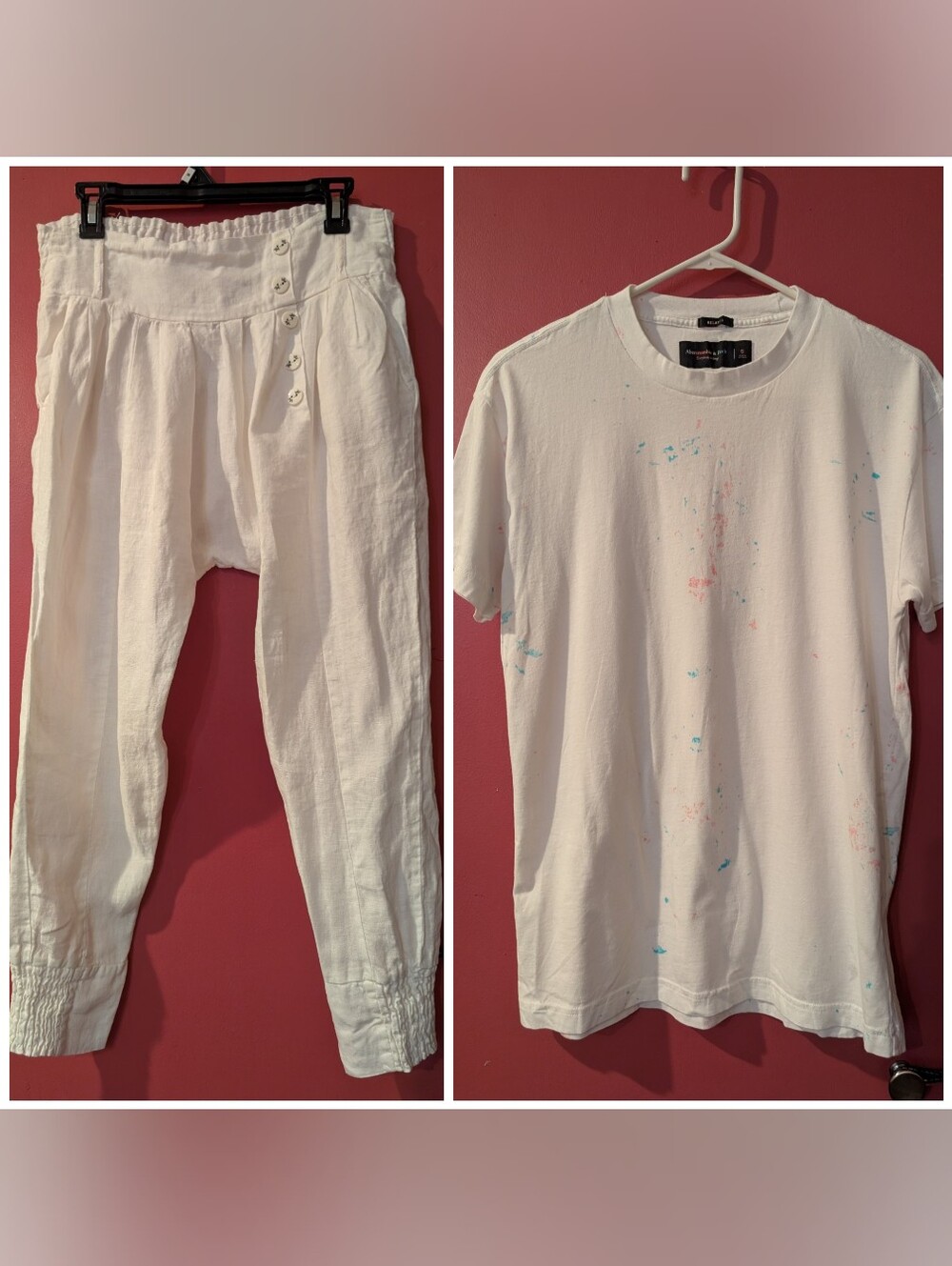 (Bundle) 100% Linen Trousers & Abercrombie Relaxed Tee Women's Size M/L